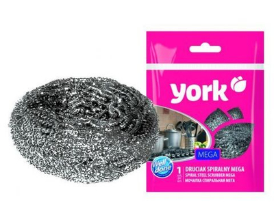 Мочалка York Mega, стальная, спиральная