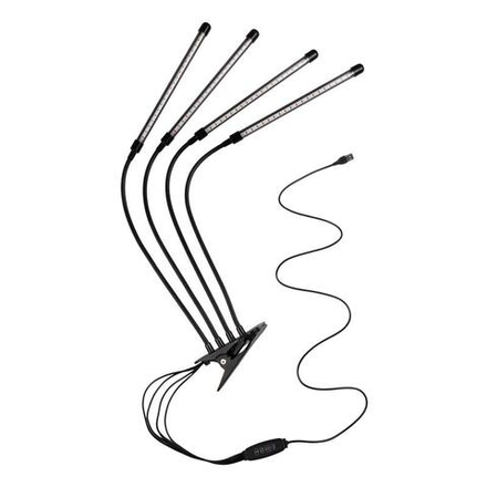 Светильник светодиодный "КРИСТАЛЛ" CTL2-USB-bl Agro 4х10Вт IP40 для растений спектр 4 плафона на прищепке пульт на шнуре красн./син. ФАZА 5068810