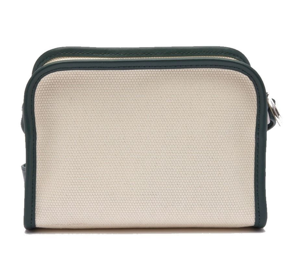 Lacoste Tennis Style Textile Shoulder Bag - beige/green