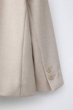 ZARA КОСТЮМНЫЙ БЛЕЙЗЕР КОМФОРТНОЙ ПОСАДКИ, СВЕТЛО-БЕЖЕВЫЙ