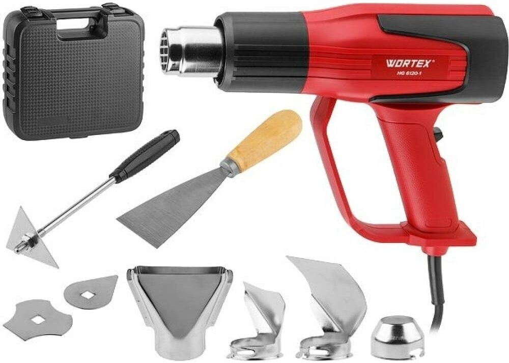 Строительный фен WORTEX HG 6120-1, LCD-дисплей, 2 режима, плавная регулировка температуры