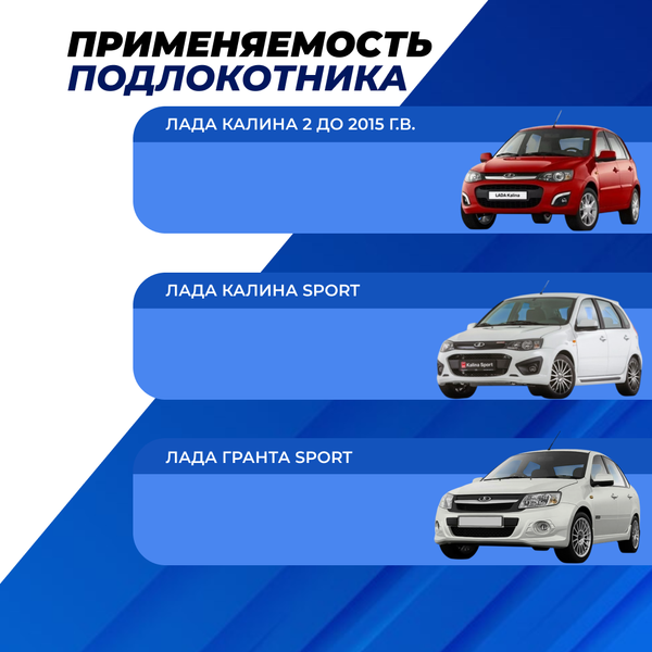 Подлокотник с боксом Лада Калина 2 до 2015 г.в., Калина Sport, Гранта Sport из экокожи с узором - синий ромб, "Аламар"