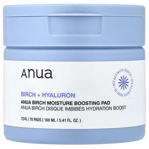 Anua, Birch, увлажняющие диски, 70 шт.