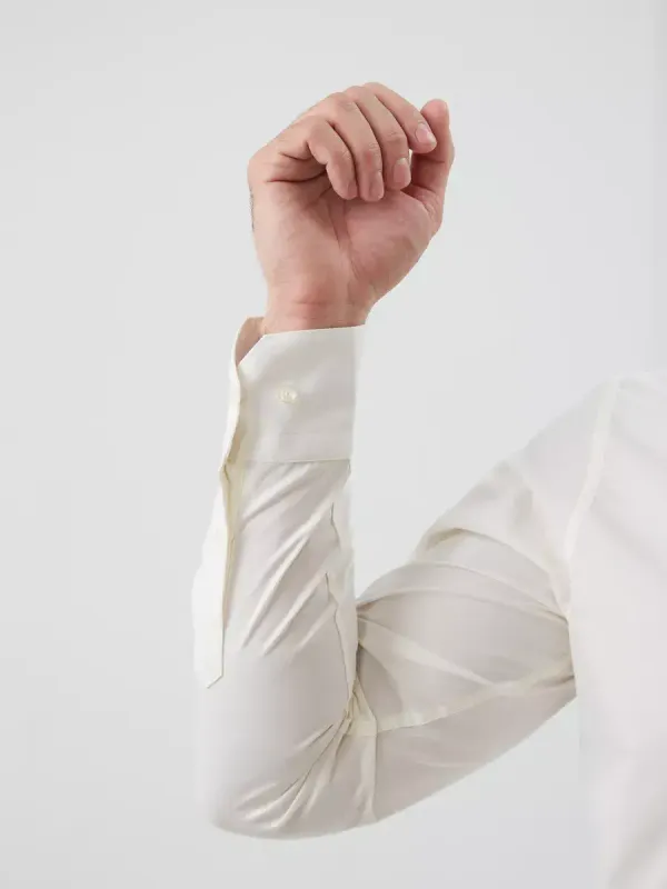 Рубашка на невысокий рост LOW SLIM FIT с длинным рукавом, молочная