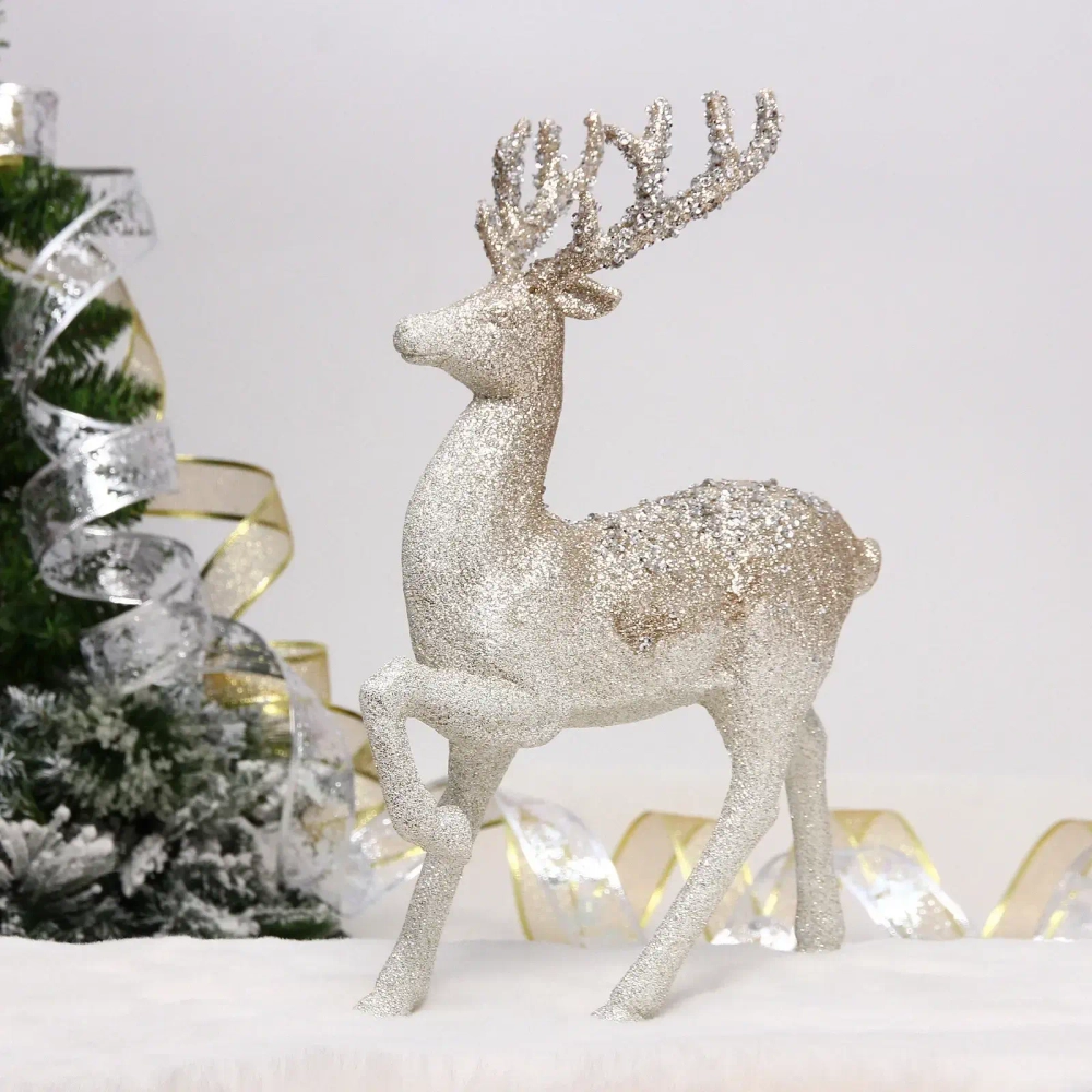Фигурка новогодняя «Благородный олень» 21*8*31 см, Белый/шампань