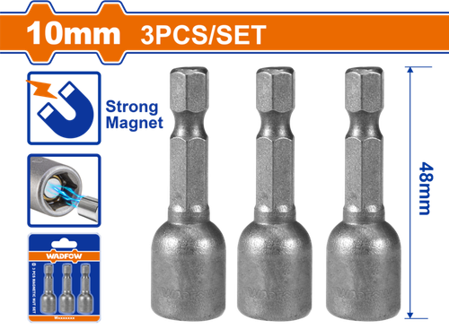 Набор торцевых головок магнитных 10 мм 3 шт (25/100) WADFOW WWR1K10