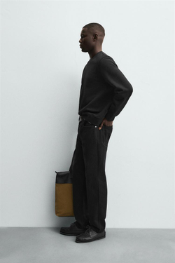 ZARA ТОЛСТОВКА ИЗ ПЛОТНОЙ ТКАНИ С КРУГЛЫМ ВЫРЕЗОМ, ЧЕРНЫЙ