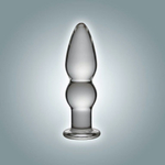 Фигурная анальная втулка из стекла - 11 см. (Цвет: прозрачный)