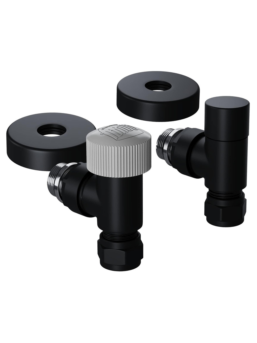 Набор термостатический угловой Royal Thermo Design Pro 15мм М30х1,5 (Черный)