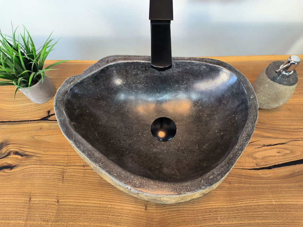 Раковина из речного камня RS-65785 44х33х15 из натурального камня