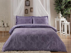 Постельное белье PRINCESS лиловый  жаккард с кружевом deluxe TIVOLYO HOME Турция