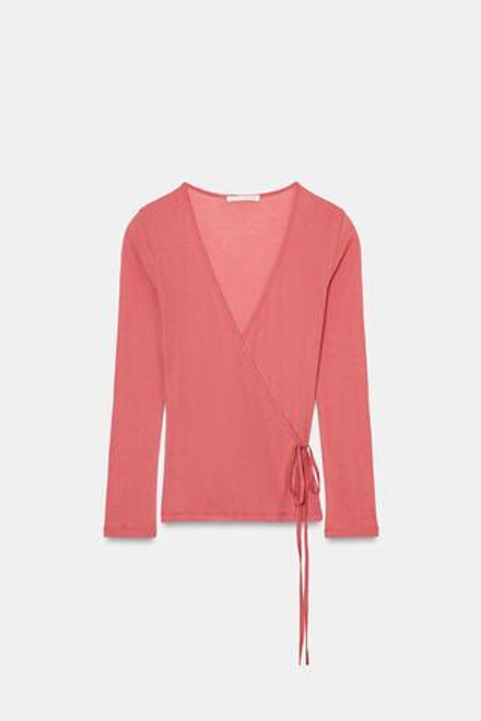 ZARA ФУТБОЛКА С ЗАПАХОМ SUPIMA®, КОРАЛЛОВО-КРАСНЫЙ