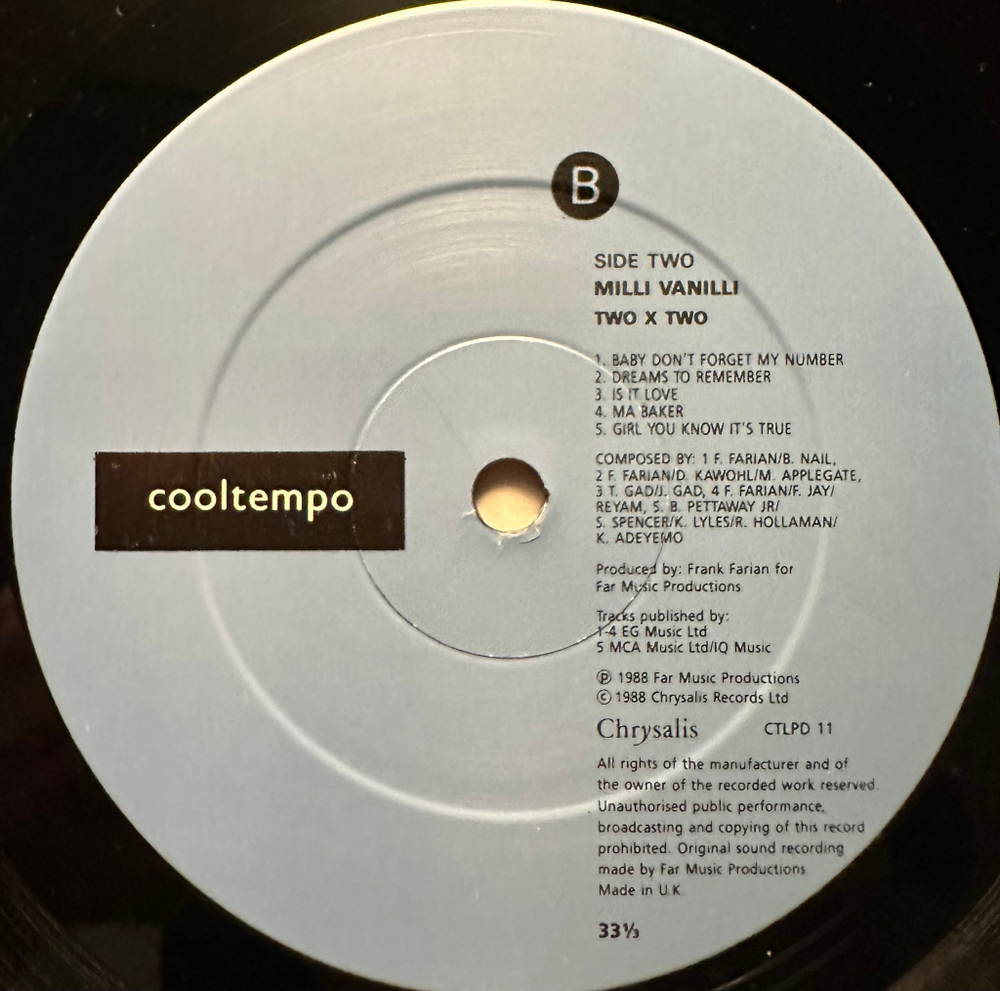 Milli Vanilli - 2 x 2 (Англия 1989г.) 2LP