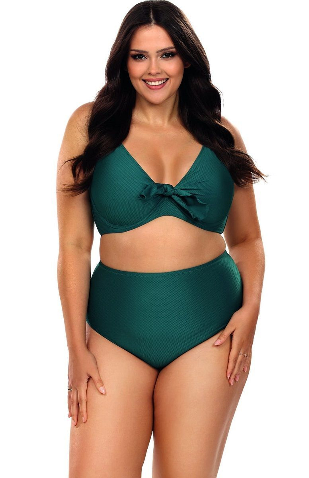 Раздельный купальник plus size: мягкий лиф и трусики-слипы (Размер: 80G/40) (Цвет: изумрудный)