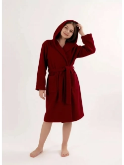 Халат детский махровый "Элит" с капюшоном, цвет: 945-Бордовый