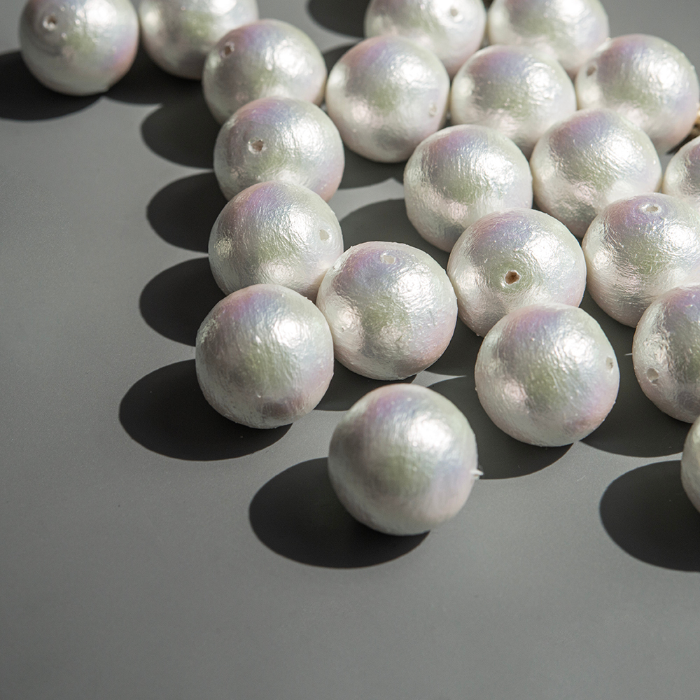 Хлопковый жемчуг, оттенок "Rich White", шар 16мм, сквозное отверстие