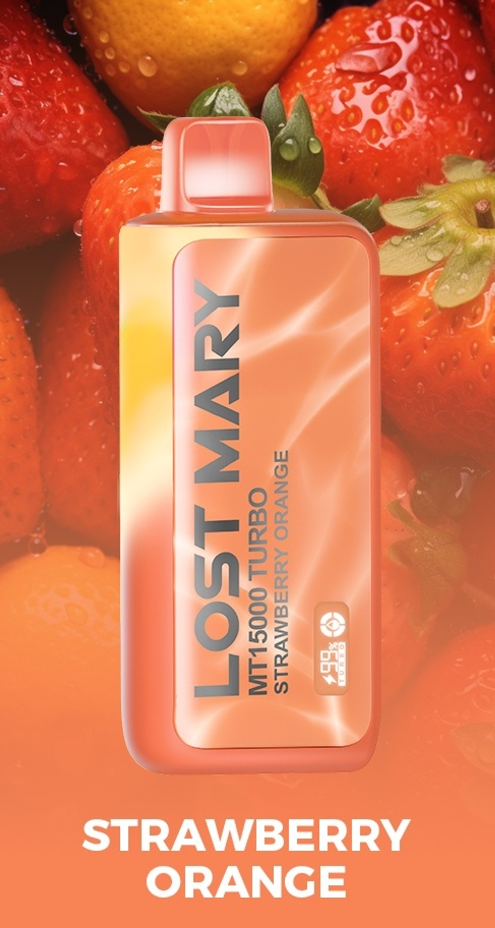 Lost mary MT15000 Turbo Strawberry orange - клубника-апельсин 15000 затяжек 20мг Hard (2% Hard)
