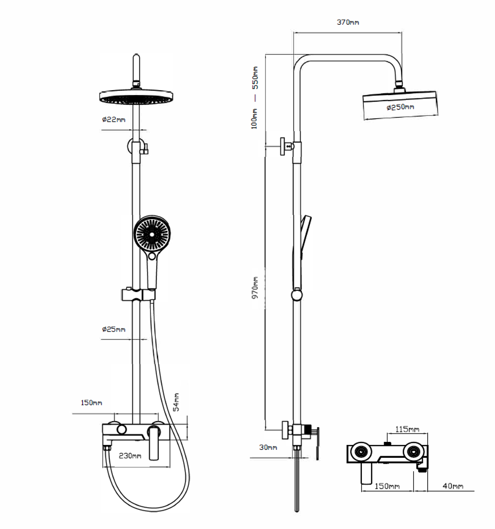 Душевая стойка Vincea VSFS-413GM с изливом, вороненая сталь