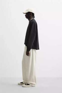 ZARA БАЗОВАЯ ФУТБОЛКА С ДЛИННЫМИ РУКАВАМИ, ЧЕРНЫЙ