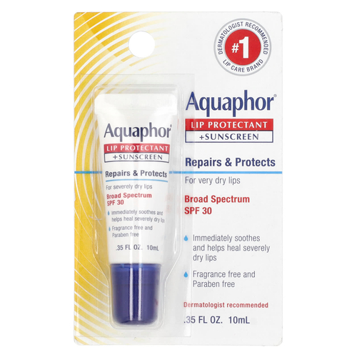 Aquaphor, Средство для защиты губ и солнцезащитное средство, SPF 30, 10 мл (0,35 жидк. унц.)