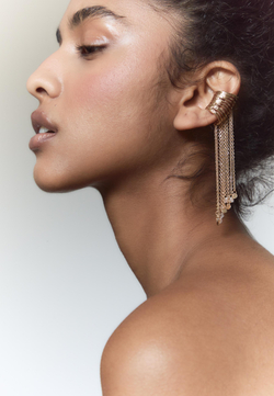 STRADIVARIUS Кафф с цепочкой и стразами, золотой