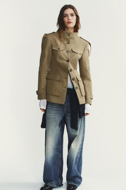 ZARA КУРТКА С КАРМАНАМИ И ХЛЯСТИКАМИ, СВЕТЛЫЙ ХАКИ