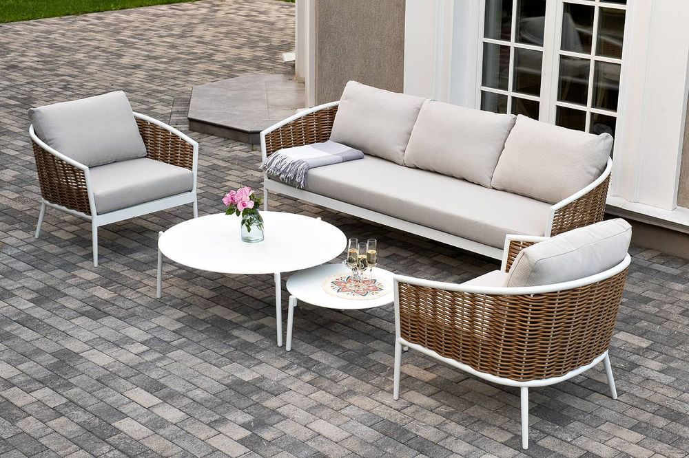 "Тоскана" лаунж-зона из искусственного ротанга, цвет соломенный