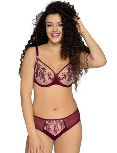 Бордовый бюстгальтер Calla с мягкой чашкой и эффектной вышивкой (Размер: 75H) (Цвет: бордовый)