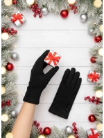 демисезонные перчатки тёплые с декоративными пуговицами