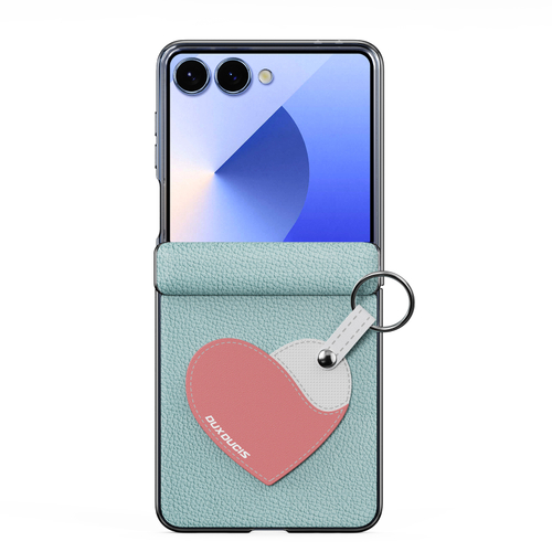 Чехол синего цвета (Love Edition) из искусственной кожи от Dux Ducis для Samsung Galaxy Z Flip 7, серия Luvy Series Case