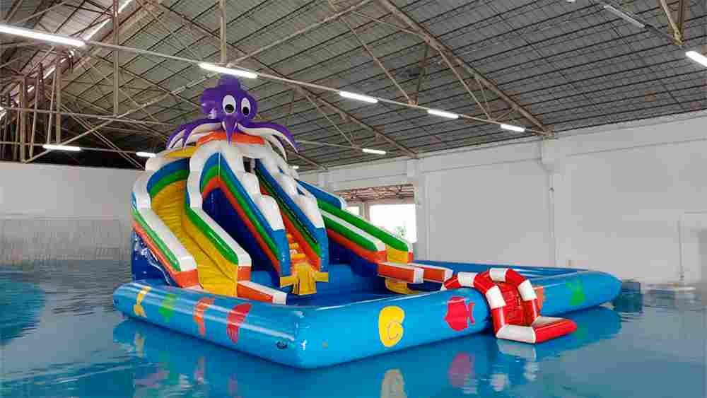 Надувная лестница для бассейна из ПВХ с бассейном, красный, 1.82*1.1*0.87 м