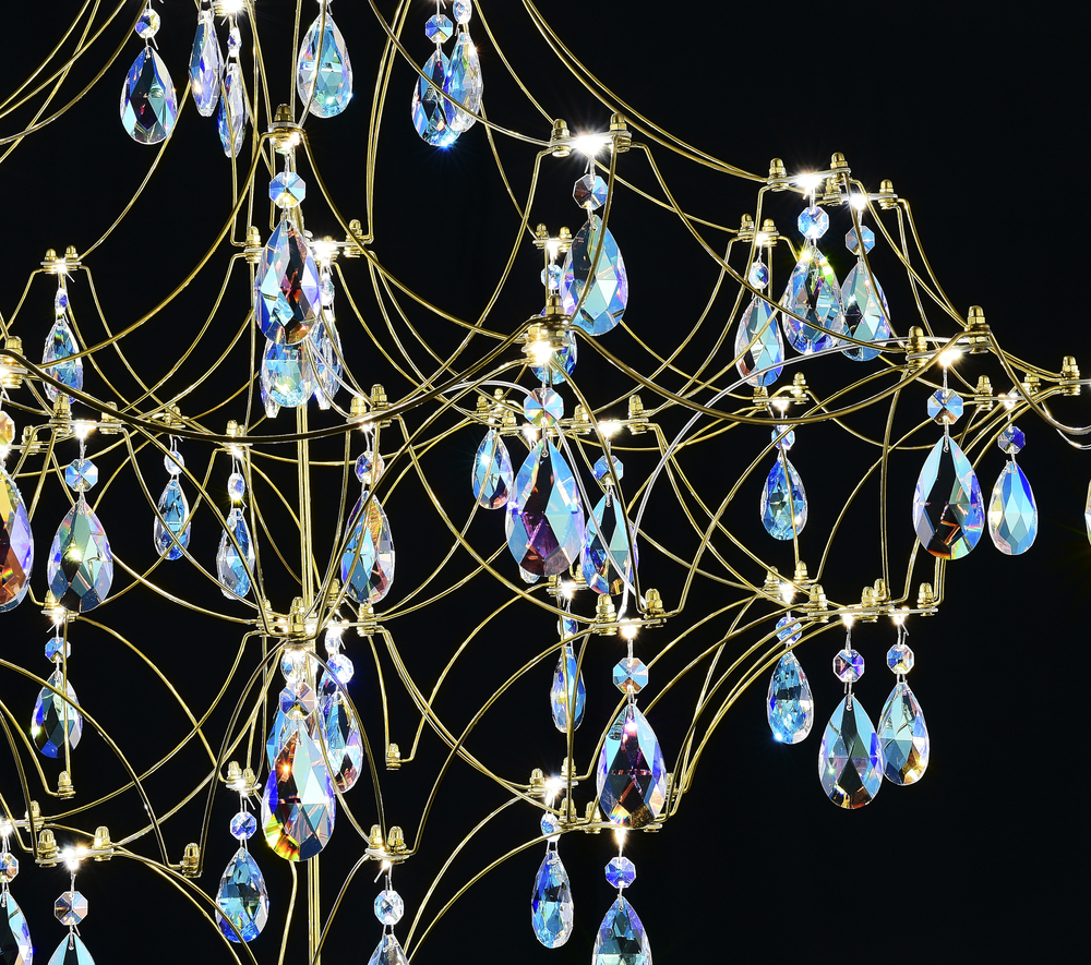 Подвесная люстра светодиодная с пультом и хрустальными подвесками K9 MyFar Allegria MR2643-66P-50СD