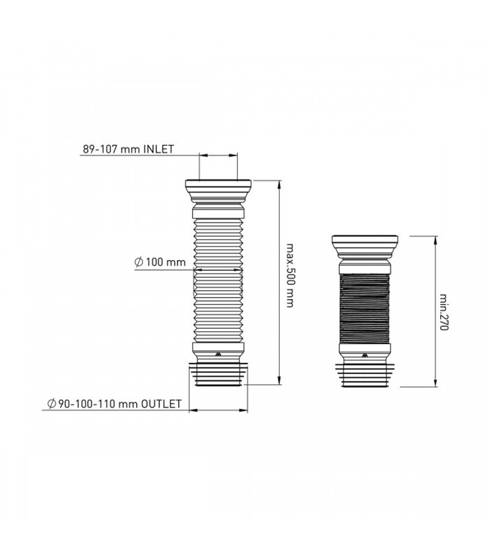 УДЛИНИТЕЛЬ ГОФРИРОВАННЫЙ ДЛЯ УНИТАЗА 7012