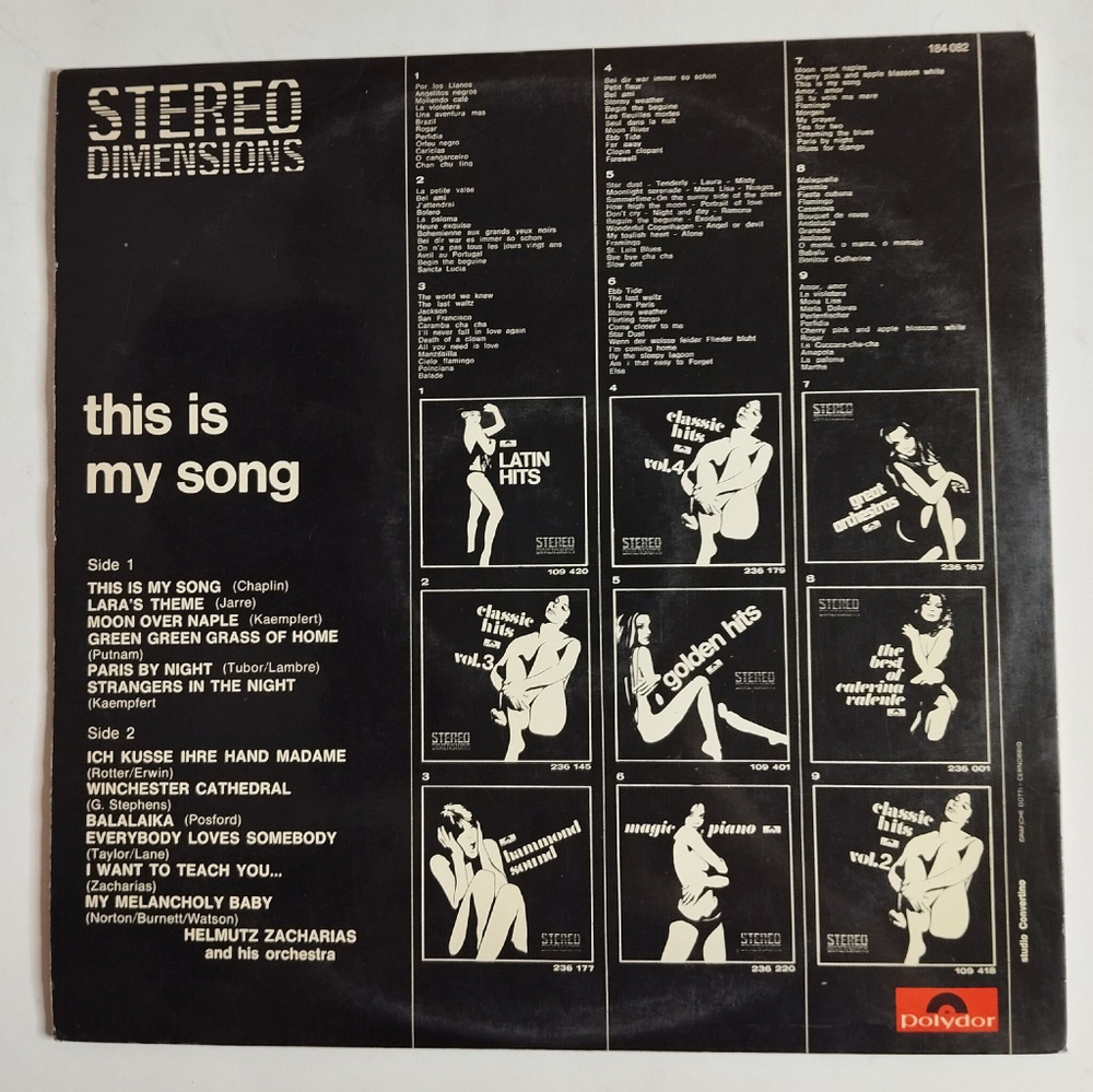 Винтажная виниловая пластинка LP Сборник Helmut Zacharias This Is My Song (Italy 1967)