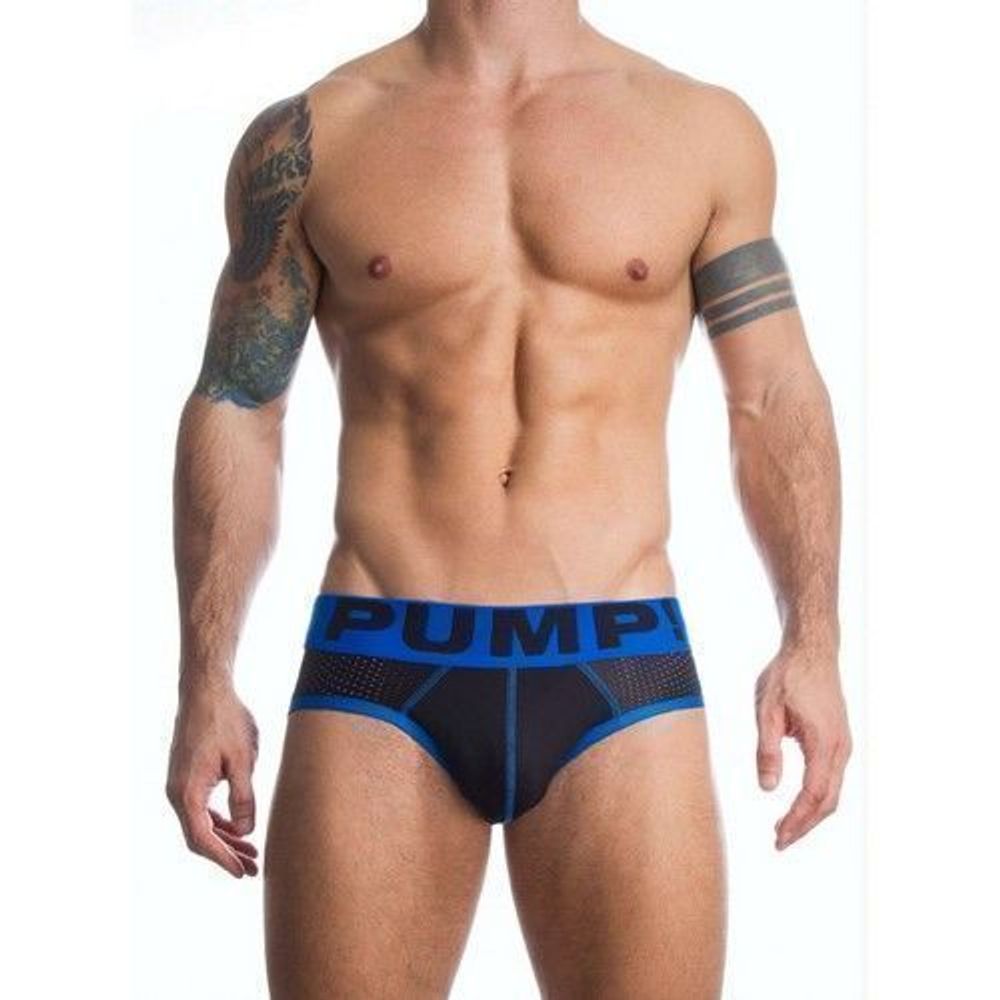 Мужские трусы брифы в сеточку Pump Touchdown Brief Black Blue