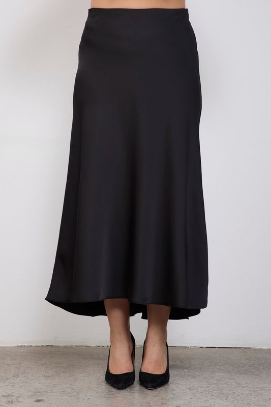 Юбка миди из атласа; черный