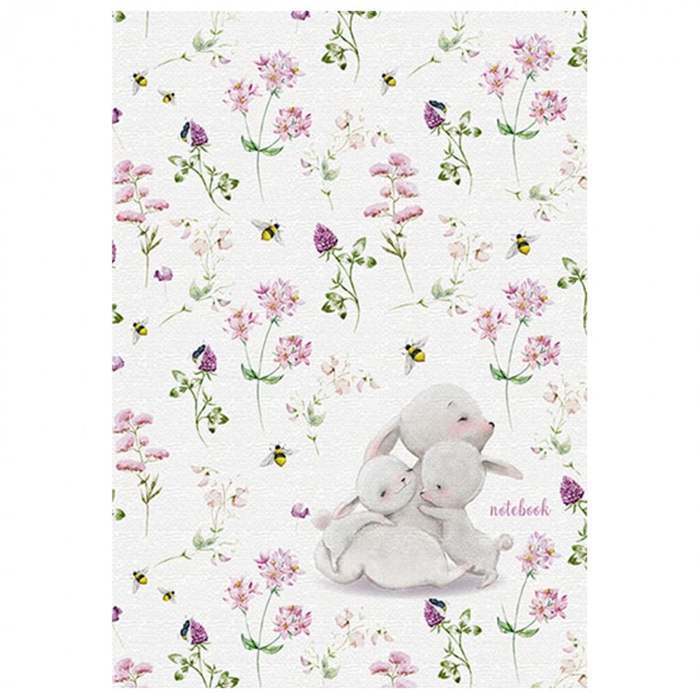 Блокнот А5, гребень, Апплика, мелованный картон, глиттер, 48 л., клетка, &quot;Зайки. Обнимашки&quot;