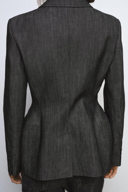 ZARA ДЖИНСОВЫЙ БЛЕЙЗЕР ZW COLLECTION, ЧЕРНЫЙ