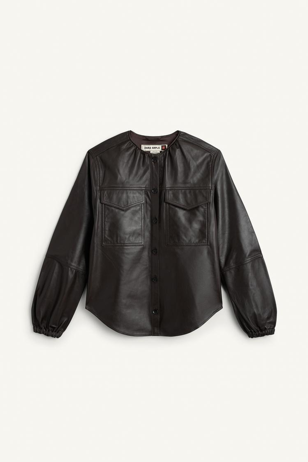 ZARA КУРТКА ИЗ 100% КОЖИ, ШОКОЛАДНЫЙ