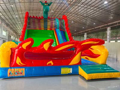 Коммерческий надувной батут-горка «Огненный дракон», 11*6*8,5 м
