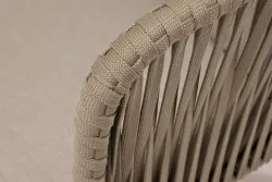 "Мальорка" диван 3-местный плетеный из роупа, основание дуб, роуп серо-коричневый 23мм, ткань бежевая 15052