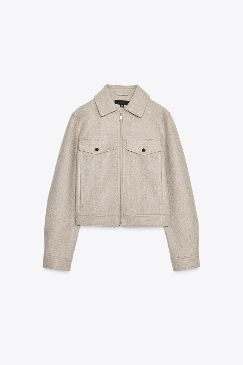 ZARA КУРТКА ИЗ МЯГКОЙ ТКАНИ НА МОЛНИИ, БЕЖЕВЫЙ