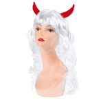 Карнавальный парик белый с красными рогами, 130 гр 1037611