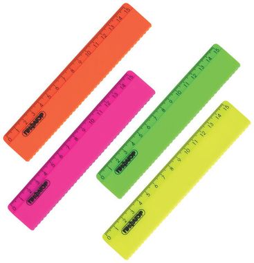 Линейка 15 см, пластик (ПИФАГОР) неоновая, ассорти, с волнистым краем 210614