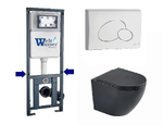 Унитаз подвесной WeltWasser WW MERZBACH 10000014141 с крышкой микролифт, безободковый, смыв торнадо, в комплекте с инсталяцией, черный матовый