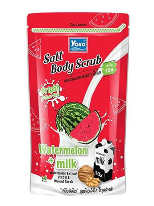 Солевой скраб для тела с кожурой грецкого ореха Арбуз и Молоко Salt Body Scrab Watermelon + Milk Yoko