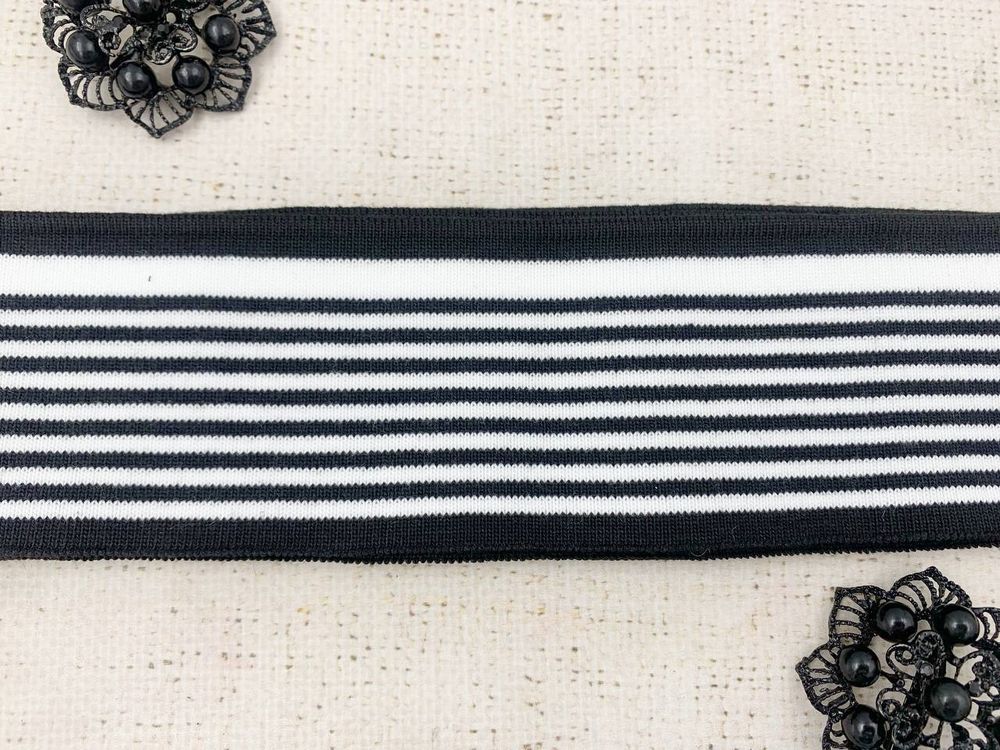 Подвязы трикотажные, р. 117×6 см, чёрный с белым