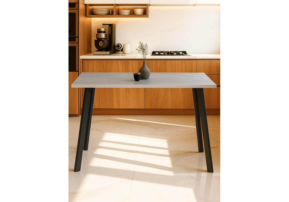 Стол деревянный Woodville Тринити Лофт 120х80х75 25 мм бетон, черный матовый, ножки черные