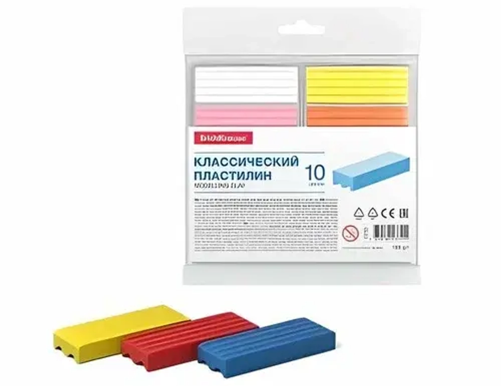 Пластелин классический 10 цветов ErichKrause Modelling Clay 53755
