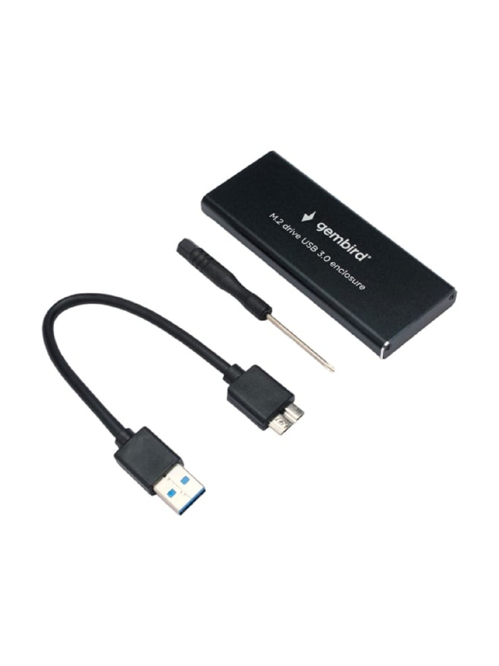 Gembird EEM2-SATA-1 Внешний корпус USB 3.0 для M2 SATA порт MicroB, металл, черный